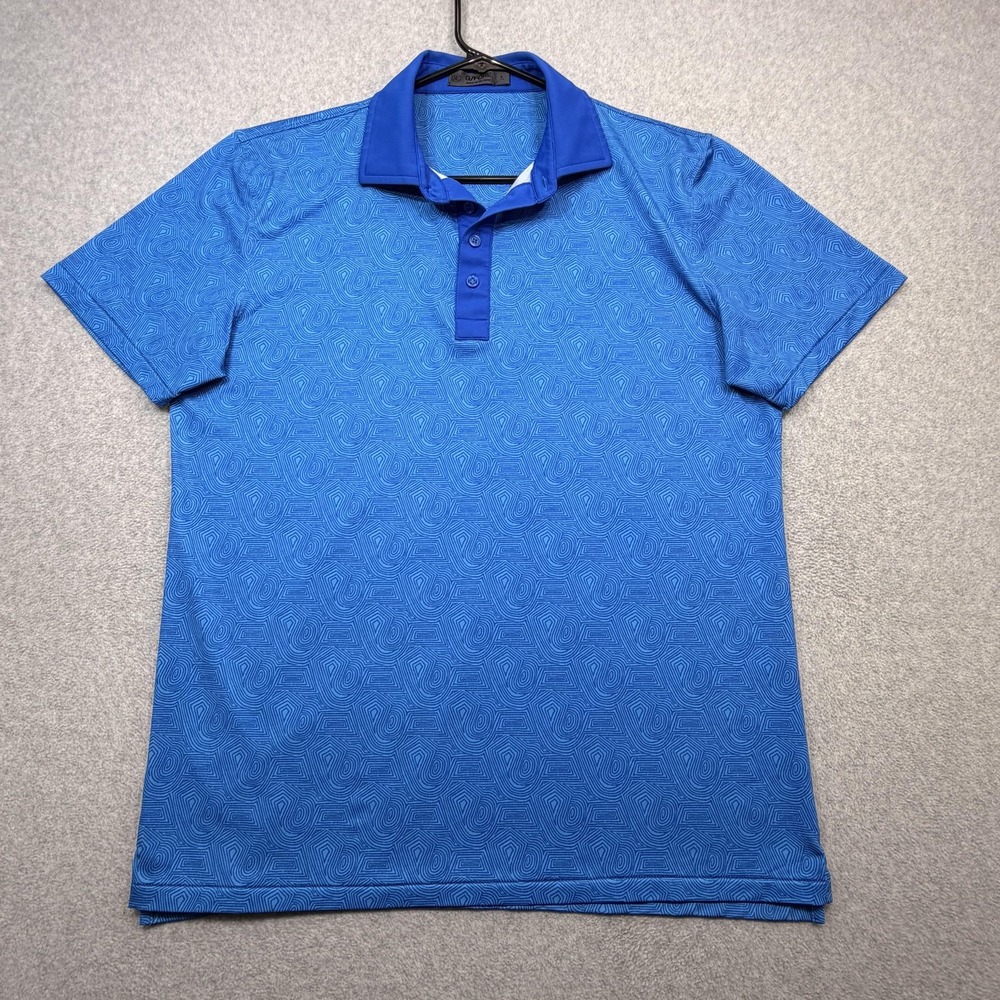 G/FORE Polo Shirt Mens Large Blue Geometric Golf Performance Stretch Tech